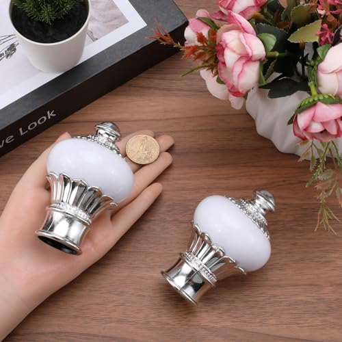 GORGECRAFT 2Pcs White Petal Curtain Rod Ends