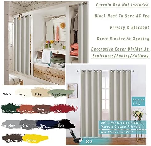 XTMYI Ivory Blackout Doorway Curtain 80 Inches Long