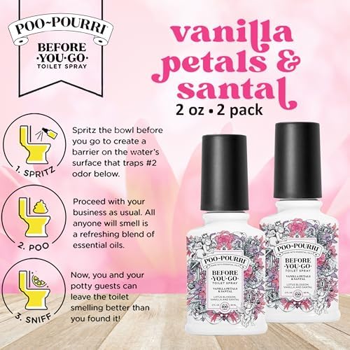 Poo-Pourri Vanilla Petals Santal 2 Ounce Toilet Spray Set