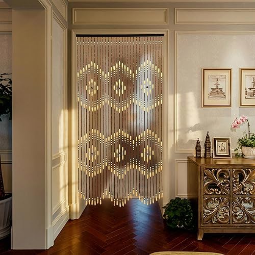 Natural Wooden Door Beaded Curtain with 31 Strands