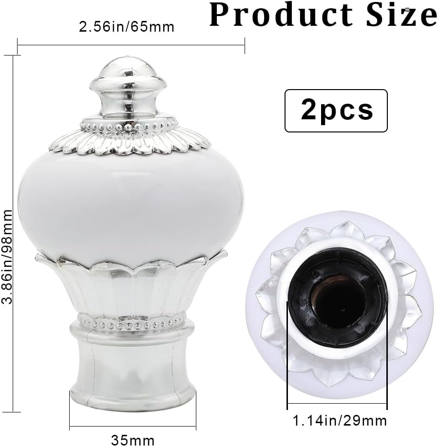 GORGECRAFT 2Pcs White Petal Curtain Rod Ends