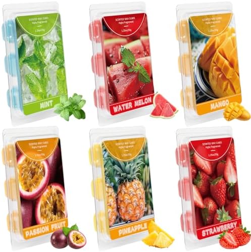 SCENTORINI Wax Melts 6 Pack - Mint Watermelon Strawberry Mango Passion Fruit Pineapple