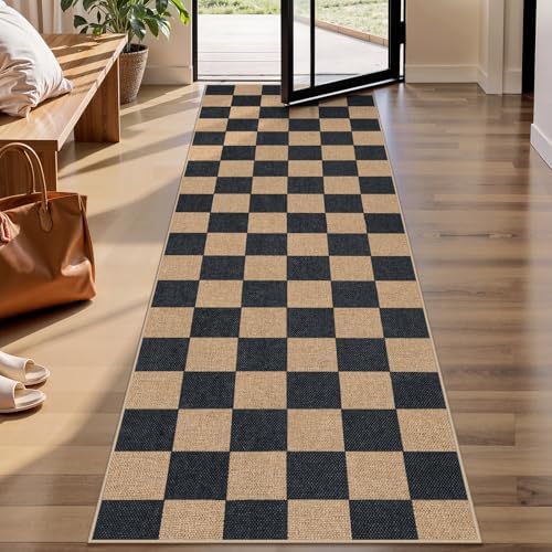 Lahome Checkered Jute Inspired Rug 2x8