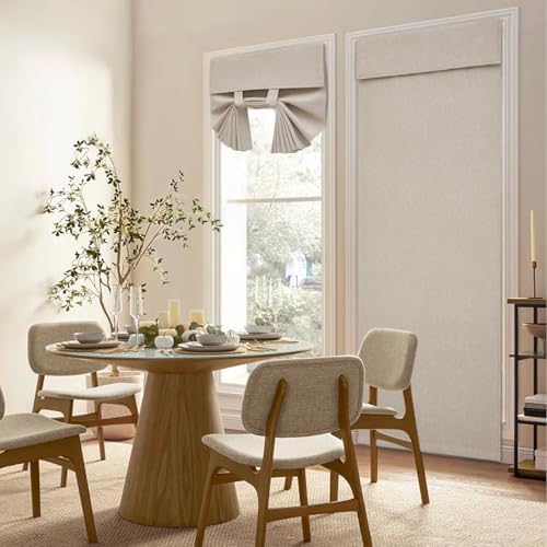 HOMEIDEAS Natural Linen French Door Curtains 1 Panel W26 x L68 Inch