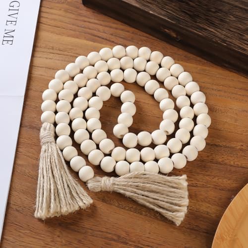 Handcrafted Wood Beads Tassel Garland - 58 Inches Boho Decor