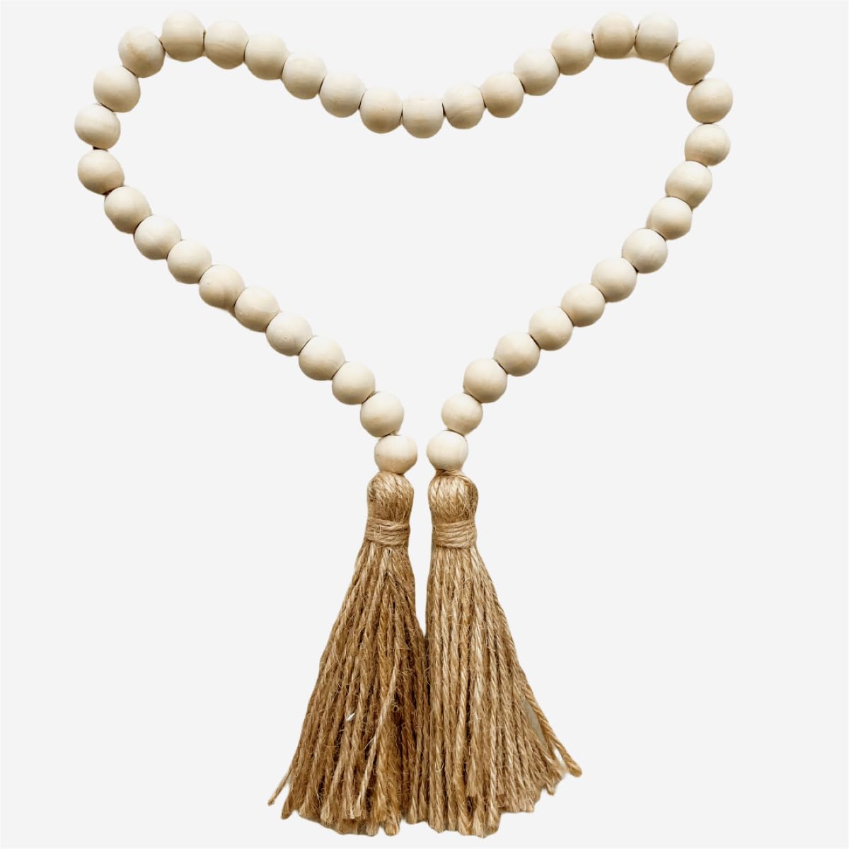 WORLDLYDA Natural Wood Bead Garland with Tassels