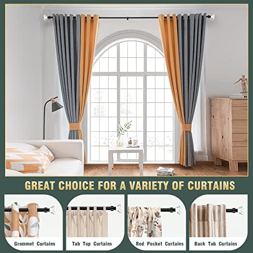 Lepushom 1 Pack Adjustable Black Curtain Rods 30-40 Inches