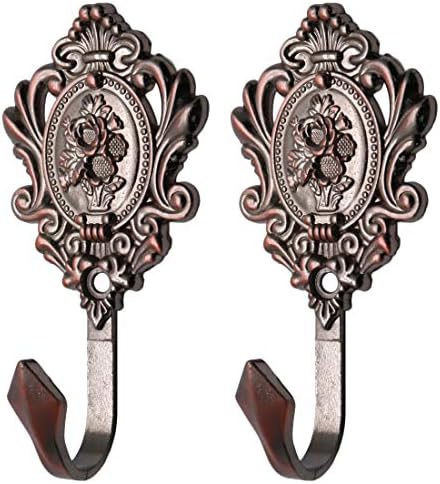 Xiaoyztan Sunflower Pattern Drapery Holdbacks Red Bronze Wall Hooks