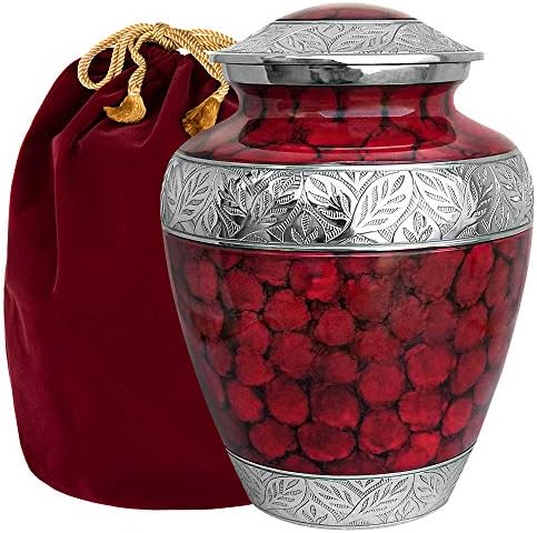 Trupoint Memorials Cremation Urn Red with Silver Lining