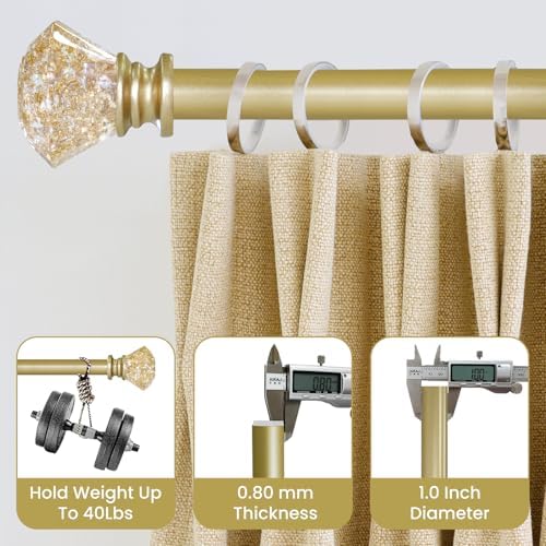 Adjustable Heavy Duty Gold Curtain Rod for Windows