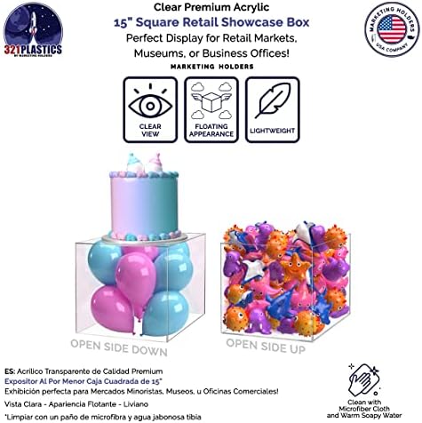 15 Inch Clear Acrylic Display Box with Open Side No Lid