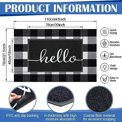 Geelin 2 Pcs Hello Doormat and Buffalo Check Rug