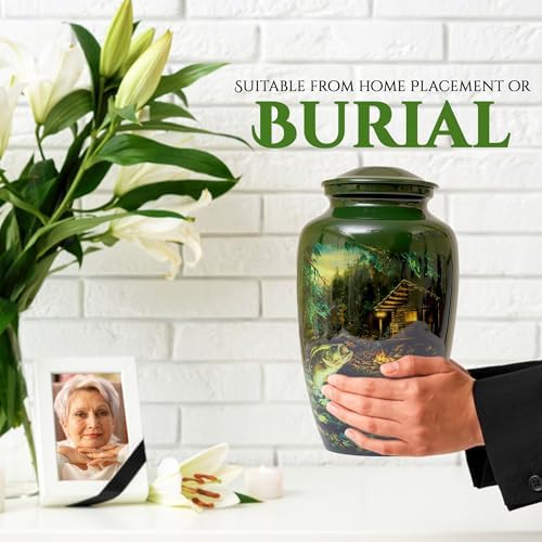 Handcrafted Fishing Urn for Adult Ashes Men Women Memorial