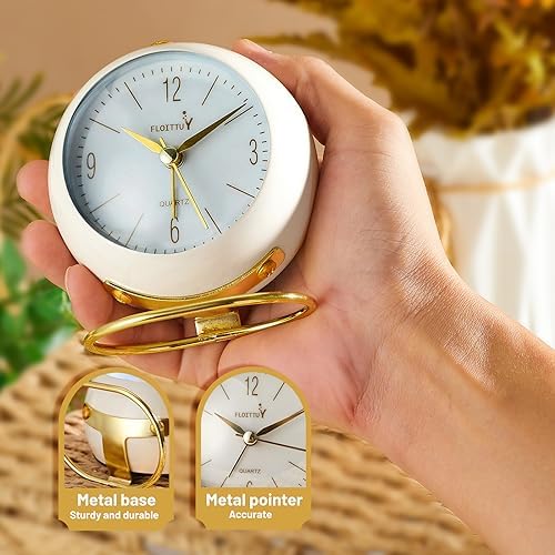 Silent Analog Alarm Clock with Night Light and Battery Operation