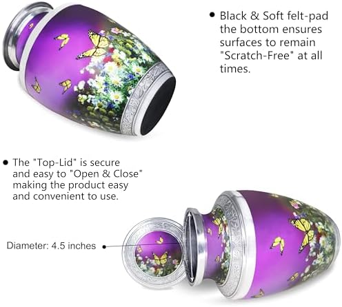 M Meilin Xu Butterfly Cremation Urn Purple Large