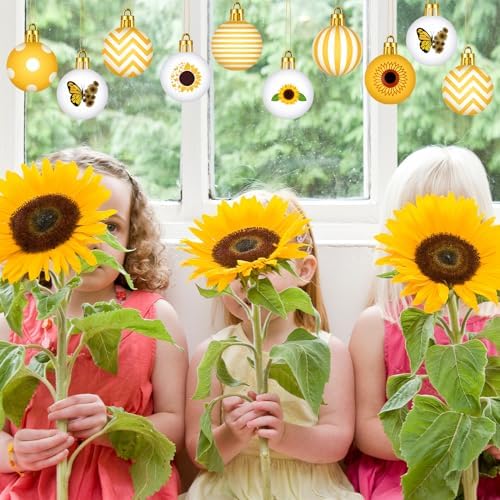 Barydat 24 Pcs Yellow Sunflower Hanging Decorations