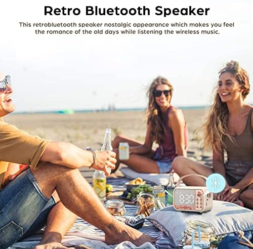 Retro Bluetooth Speaker with Alarm Clock and TF Card Pink