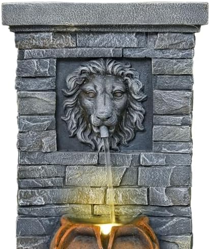 3228 Outdoor Lion Head Water Fountain with Lights