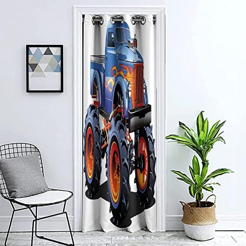 XISUNYA Doorway Curtains Privacy 39x78 Inches Blackout Panel Monster Truck Print