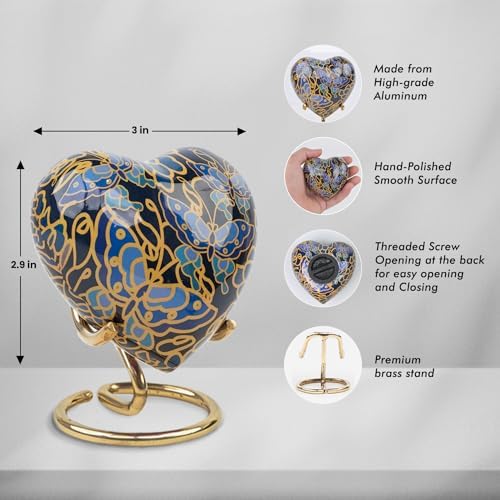 Butterfly Cremation Urn Small Keepsake Heart Urns for Ashes with Stand