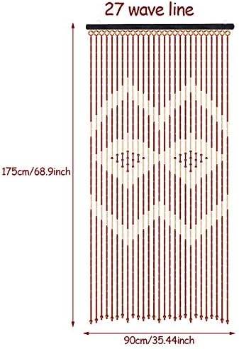 CNCEST Wooden Bead Curtain Panel 27 Lines