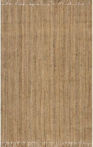 nuLOOM 3x5 Jute Tassel Area Rug Natural Farmhouse Style