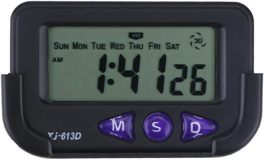 Wakauto Car Alarm Clock with LCD Display Black