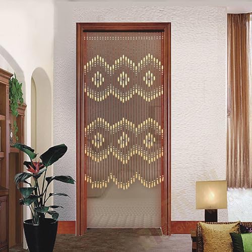 Natural Wooden Door Beaded Curtain with 31 Strands
