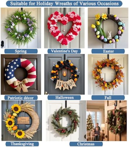 Sattiyrch 15 Inch Front Door Wreath Hanger Sturdy Steel Hook