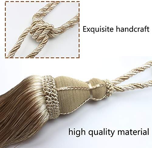 BEL AVENIR 2 Pack Tassel Curtain Holdbacks Rope Tie-Backs