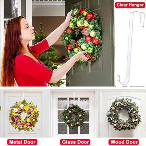 12 Inch Clear Wreath Hangers 2 Pack Front Door Hooks