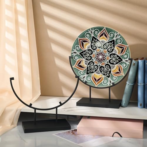 Blulu 4 Pcs 10 Inch Round Metal Easels for Art Displays