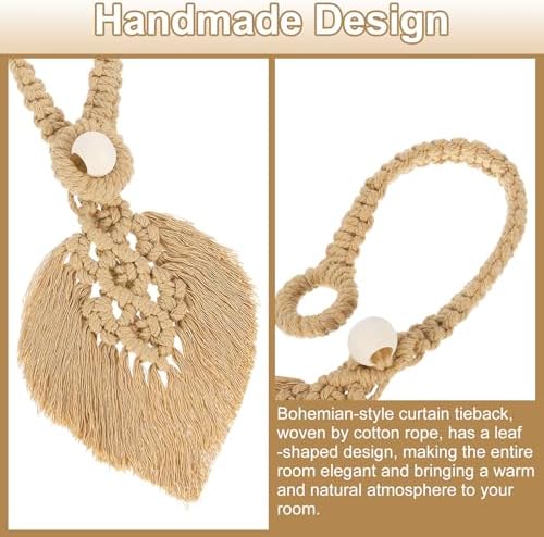 Uxcell 4 Pack Tassel Curtain Tiebacks Bohemian Leaf Design Brown