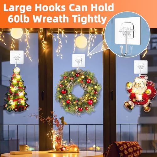 Clear Wreath Hangers for Front Door 10 Pack