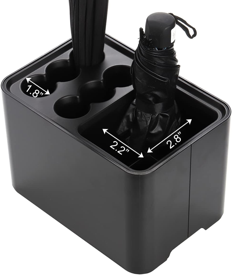 Elsjoy Black Umbrella Stand with Drip Tray