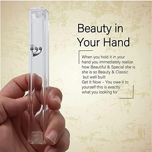 4 Pack Waterproof Clear Mezuzah Case with Silver SHIN