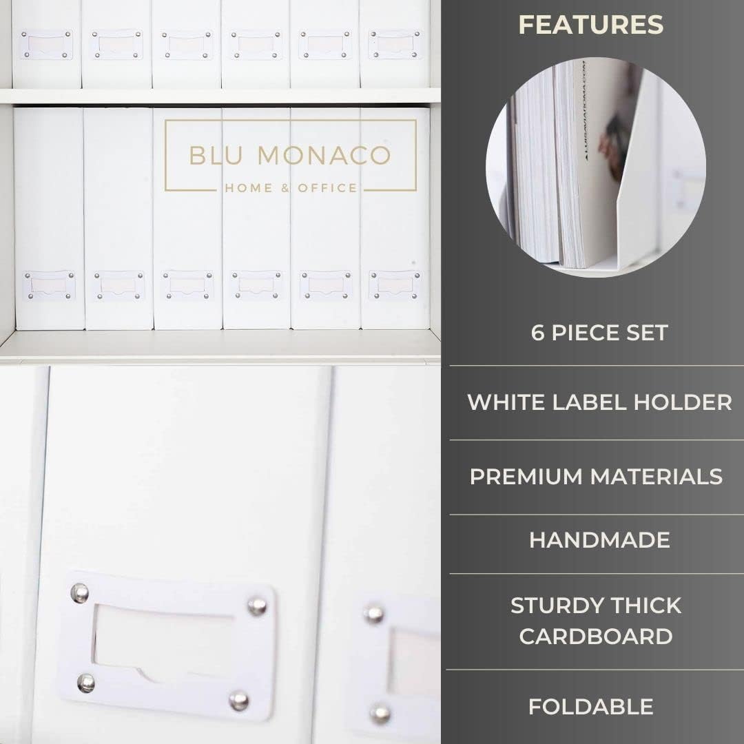 BLU MONACO Set of 6 Foldable White Magazine File Holders