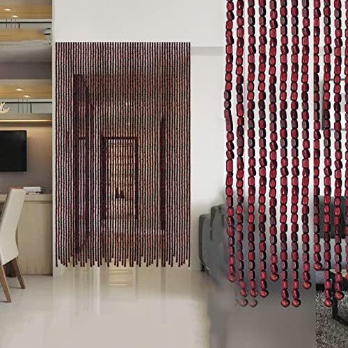 Bamboo Beaded Curtain Natural Wooden Door Divider 60 Strands 150cm Length