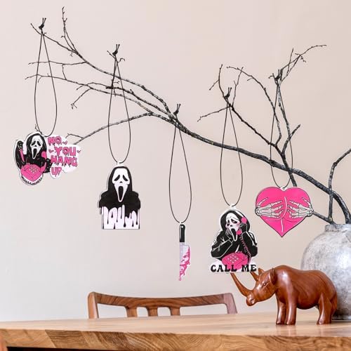 Jeffdad 5 Pcs Pink Ghost Car Hanging Ornaments