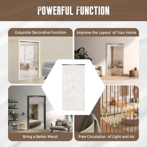 Bamboo Bead Curtain for Doorway Privacy Decor 354x689in