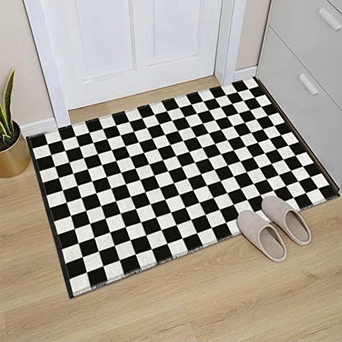 Seavish Checkered Rug 2x3 ft Black White Moroccan Pattern