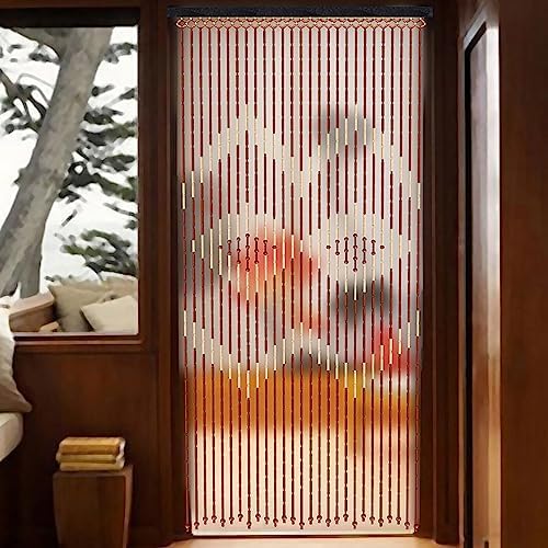 Wood Beaded Curtain for Doorway Coffee White 3544 x 689 Inches