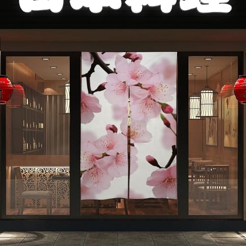 Japanese Cherry Blossom Door Curtain Split Panel 17x57 Inch