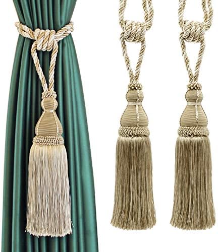 BEL AVENIR 2 Pack Tassel Curtain Holdbacks Rope Tie-Backs