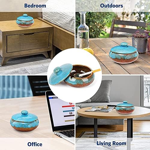 RONXS Ceramic Ashtray with Lid for Outdoor Use