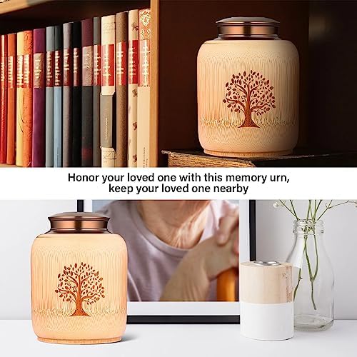 Bamboo Cremation Urn with Tree of Life Pattern