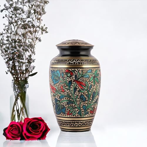 Brass Hand-Painted Urn for Adult Ashes Large Capacity