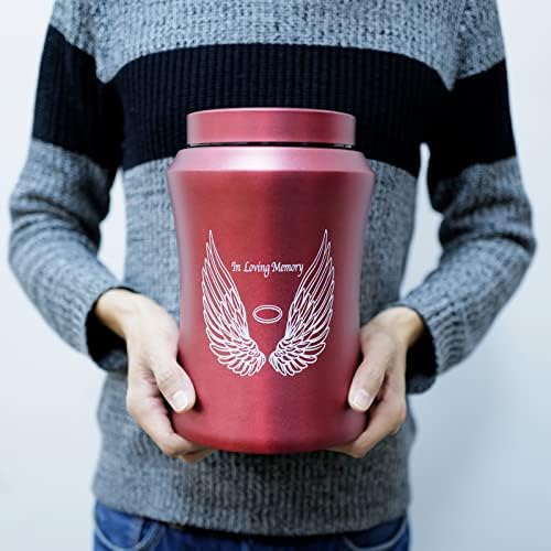 Large Urn for Human Ashes 220 lbs Capacity Angel Wings Design