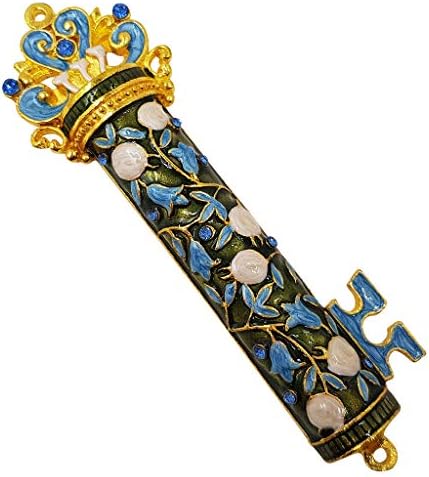 Talisman4u Blue Enamel Mezuzah with Scroll Case
