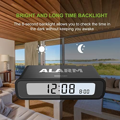 BALDR Digital Alarm Clock Reversible LCD White Black
